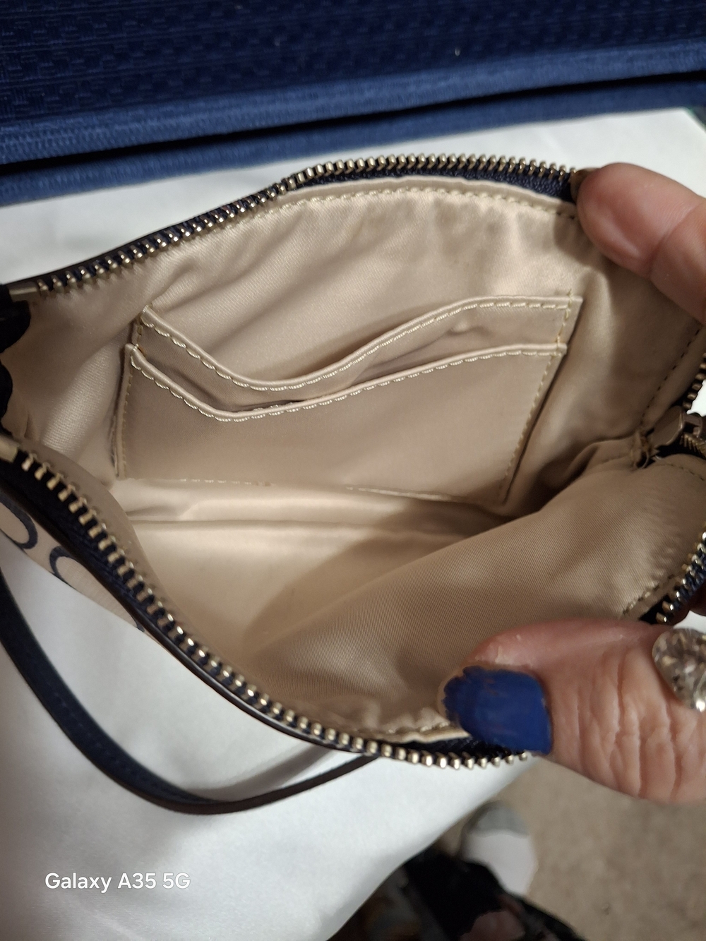 Coach Signature Multi-Color Red, White And Blue CornerZip Wristlet - Picture 8 of 8